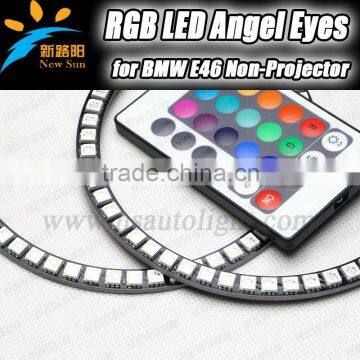 RGB Colorful with Remote Control LED Angel Eyes Halo Ring Kit For BMW E46 without projector