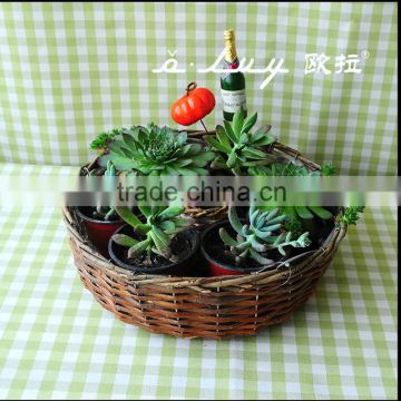 round wicker baskets with iron wholesale