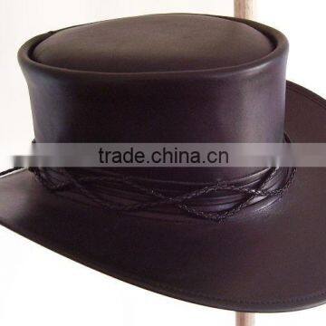 BLACK LEATHER FIELDS OF THE NEPHILIM CARL McCOY STYLE GOTHIC ROCK MENS HAT