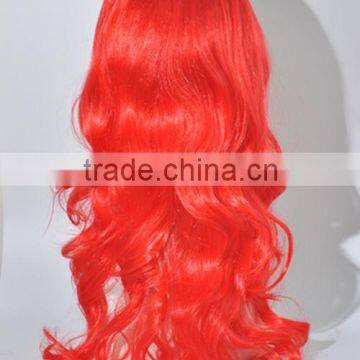 Long Flame Red Curls Wig Synthetic Red Costume Wig N255