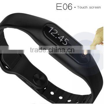 Bluetooth Waterproof Fitness E06 Smart Band Tracker Smart Watch With Oled Touch Panel for Mobile Phones photo-2