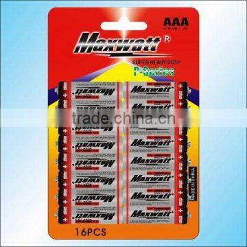 R03P SIZE AAA UM-4 DRY CELL BATTERY 16PCS/CARD