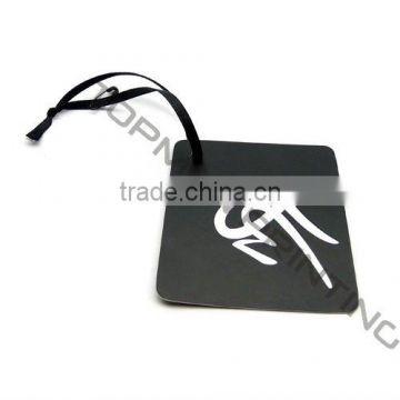 Square Shaped Custom Hang Tags with Black Ribbon