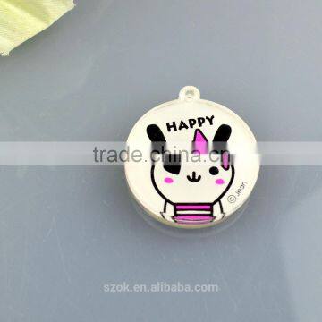 Give away acrylic customized round cartoon pastic key chain wholesale