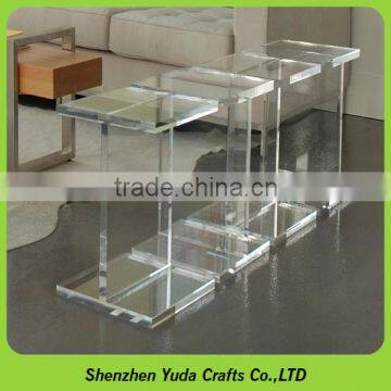 Transparent PMMA Pedestal Acrylic Coffee Tables