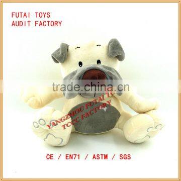 soft safety material plush dog toy with embroidery eyes