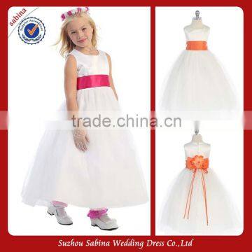 Fl38 Flower Trimmed Sleeveless Organza A Line Scoop Flower Girls Dresses