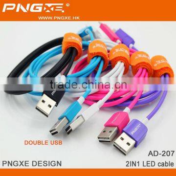 Wholesale Colorful Fast Charger Micro to 8 Pin 2 in 1 Led Usb Cable photo-3