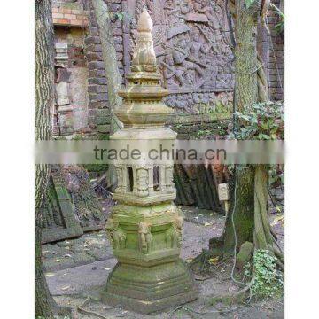 Green Sandstone Design Carved Lamp