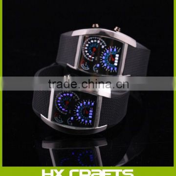 NEW Sports RPM Turbo Blue & White Flash LED Car Speed Meter Dial Men Gift Watch