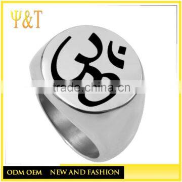 Jingli Jewelry OM signet rings, 316 stainless steel silver jewelry womens ring blank engraved rings