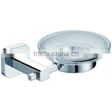 wall mounted glass soap dish with chrome palted holder