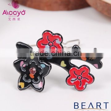 Fashion kids hair jewellery accessories crystal alligator clip plastic flower covered hair clips