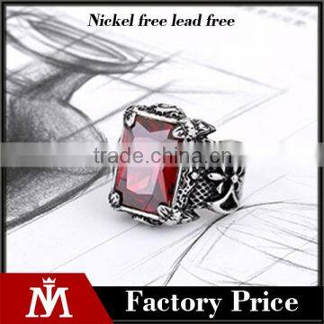 sterling silver gothic biker red crystal rhinestone ring