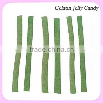 Long shaped green apple flavours gelatin jelly sweet candy