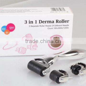 NL-301 3 in 1 derma roller for 180 / 600/1200 micro needles for anti-aging