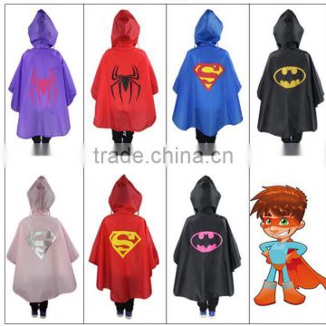 New popular polyester waterproof Pullover Superhero Batman Raincoat kids