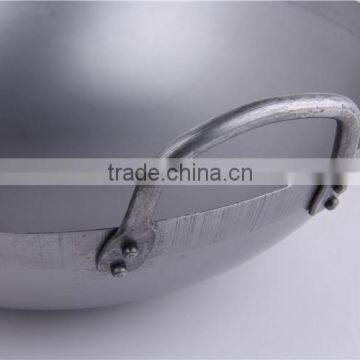 FDA LFGB Certificate Hand Hammered Two Handle Wok Carbon Steel photo-2