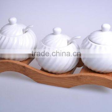 hot sale high quality wholesale porcelain canister / porcelain jar wholesale/3pcs set porcelain sugar pot whole sale