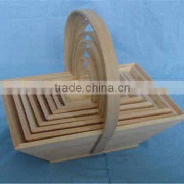 Unfinished Handmade Decorative Wooden Handel Basket Wholesale photo-6