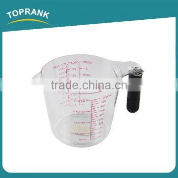 Toprank Free Sample Provide New Design Water Measuring Cup Plastic 1000ml Measure Cup With TPR Handle