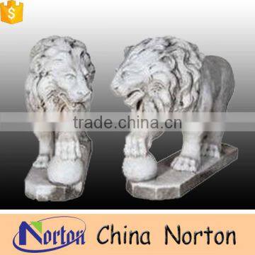 Marble double white howling lions with stand garden decor NTBM-L012Y