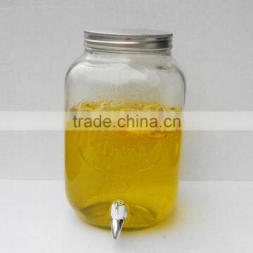 8L Ice Cold Embossed Storage Glass Jar With Tap photo-2