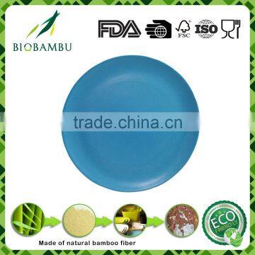 Good quality Popular Colorful bamboo fiber plate round tableware food plate