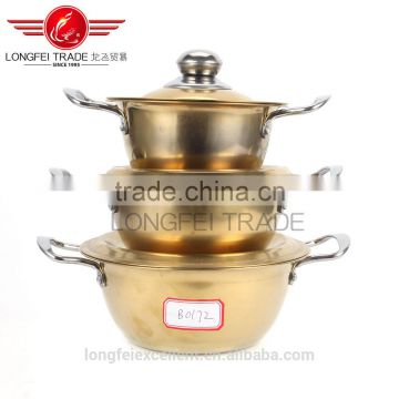 gold color stainless steel handle high quality cooking pot