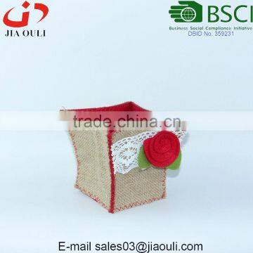 Fashion Design Valentines' Day Decorations Non-woven With Jute Cover Planter Pot photo-3
