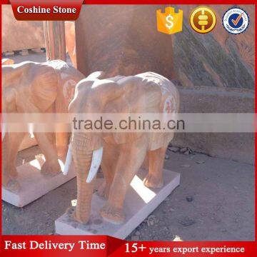 Garden Small Red Elephant Hand-carved Marble Statue photo-2