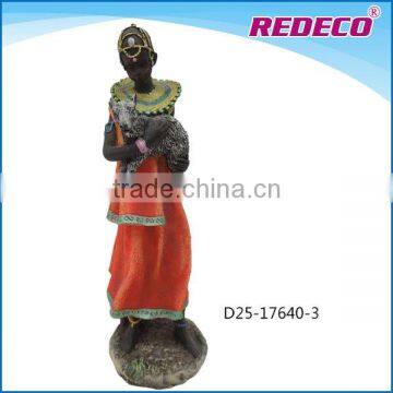 African lady resin figurine