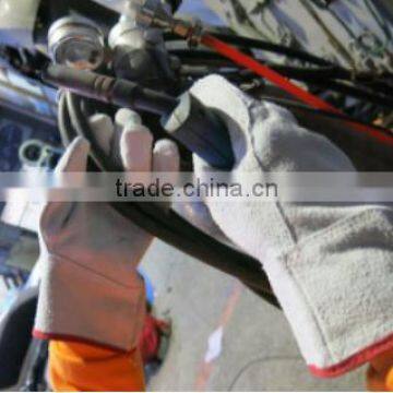 DDSAFETY Wholesale Natural Short Welder Gloves With Leather Short Cuff