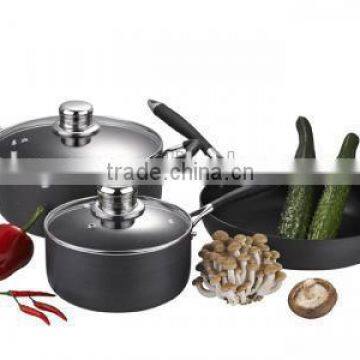 5pcs stainless steel handle pressed aluminum nonstick cookware set