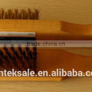 Wood Handle 5 Line Brass Wire Brush photo-2