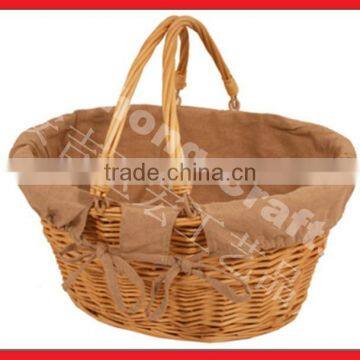 Small Split Willow Shopping Basket With Handles photo-3