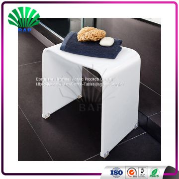 Modern White And Black Acrylic Stool C-Shape Shower Stool Lucite Simple Stool