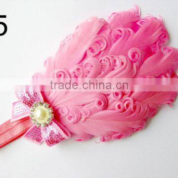 Curly Feather With Pearl Bead Rhinestone for Kids Hair Accessories photo-6