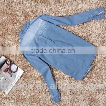 Plus Size Denim Shirt Women Clothing Nostalgic Gradient Jeans Shirt Vintage Womens Camisa Jeans Blusas Feminina Blouse photo-2