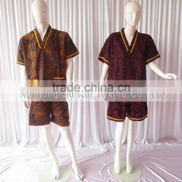 Wine Red Floral Jacquard Pyjamas V-Neck Pyjamas For Sauna Steam Clothes Set Women photo-6