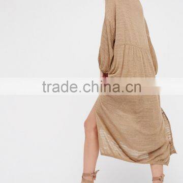 2017 Boho Hippie Clothing Spring Summer Embroidered Rayon Plunging Neckline Long Sleeve Maxi Dress HSD5947 photo-3