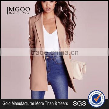 MGOO Foshan Manufacturer Custom Women Blazer Supplier Longline Blazers Oversized Loose Style No Buttons Jackets