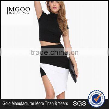 MGOO Top Sale Imported Women Magic Wrap Skirts For Women Office White black Contrast Fashion Skirts 15145A185