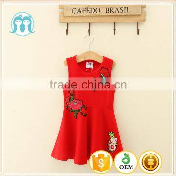 2017 New Simple style Red flower baby casual clothes summer girl set dress