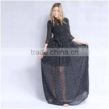 Factory Supply Polka Dot Design Plus Size Chiffon Maxi Dresses photo-4