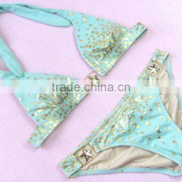 M866 Dingyang Fashion Sexy Latest Metal Five Star Split Bikini Swimwear photo-3