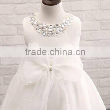 children ivory satin with Bow party Dress walson