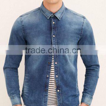 Leica denim shirt male spring