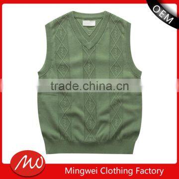 Men's plain kintting pattern argyle sweater vest with custom