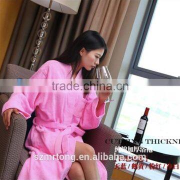 100% cotton shawl collar pink 380g/m2 velvet pile western bathrobe